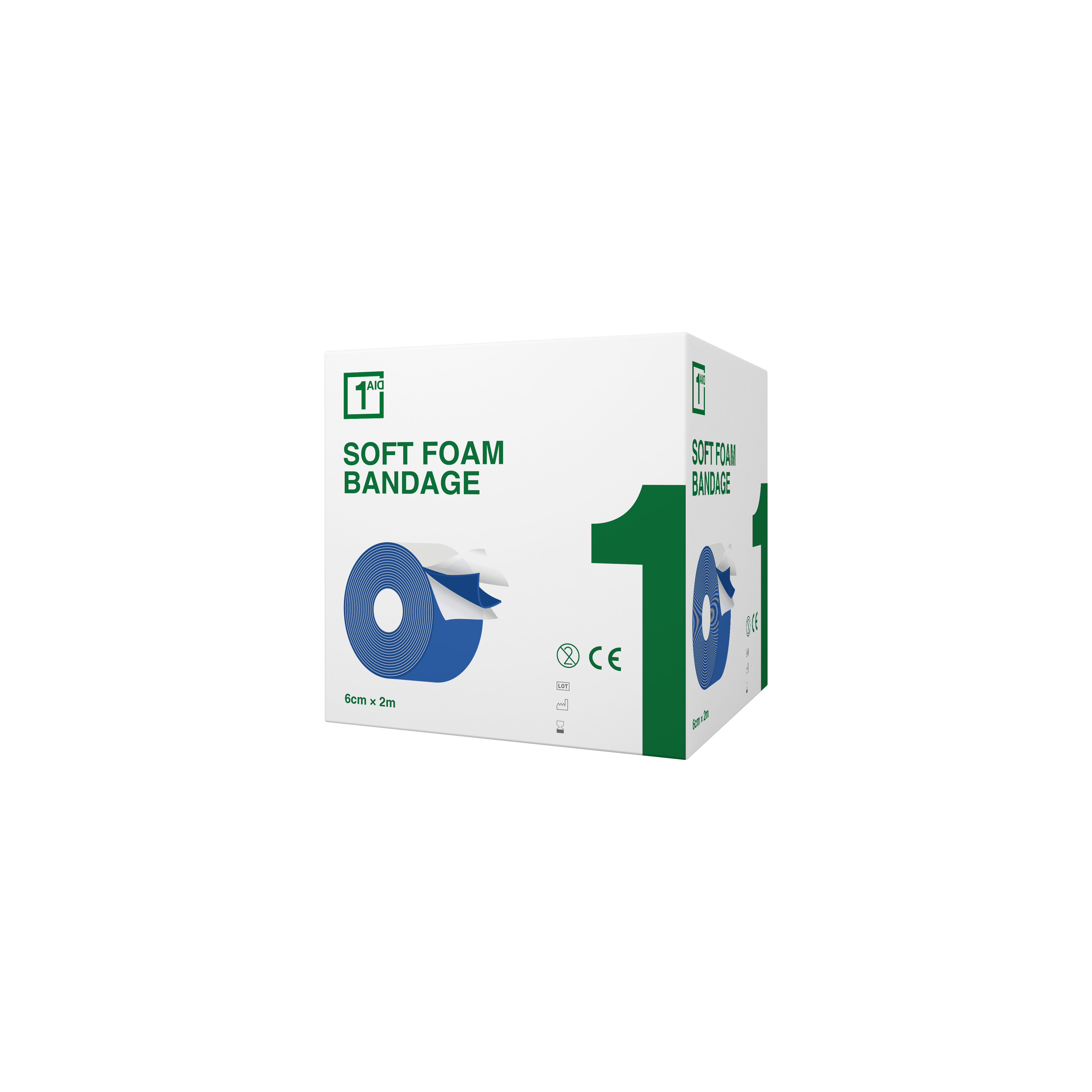 1Aid Soft Foam Bandage Blue 6cm x 1m