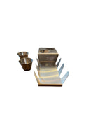 Tacoteline kolmelle tacolle kahdella dippikipolla, alumiinia