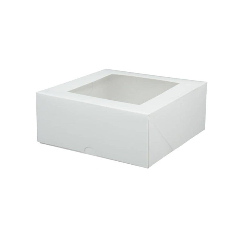 Ikkunallinen leivonnaislaatikko, valkoinen 18 x 18 x 7,5 cm, 50 kpl